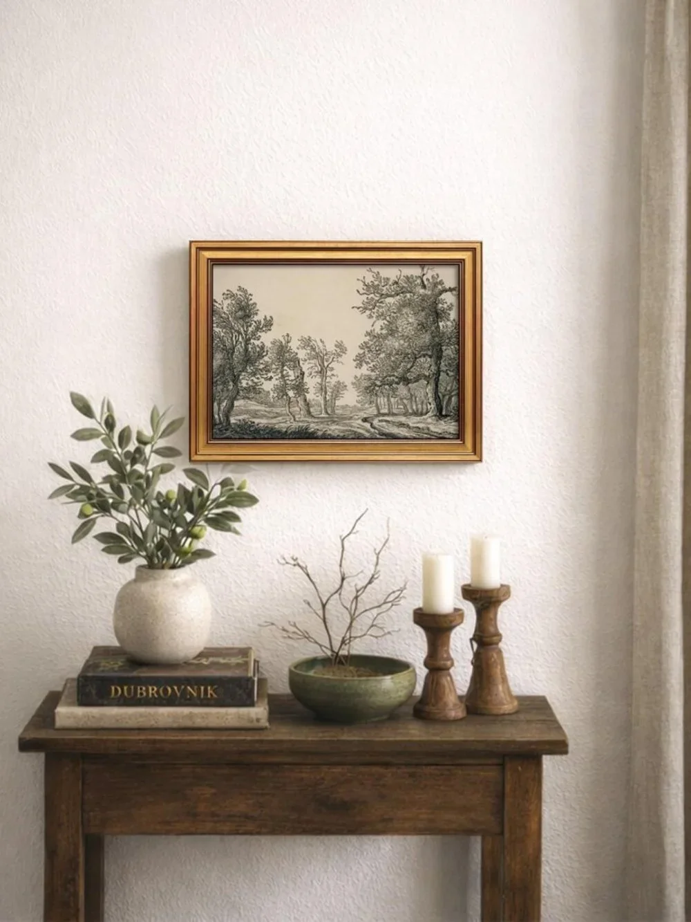 Vintage Landscape Canvas Wall Art - Rustic Farmhouse Countryside Decor 12x16